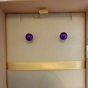 Vibrant Purple Pearl Earrings